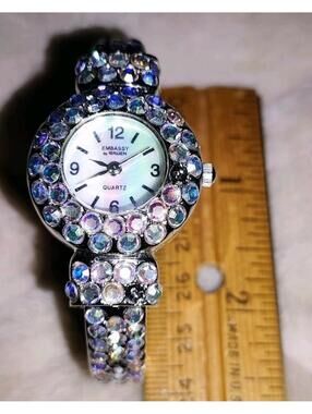 Embassy by Gruen Women's Watch -Jewled Rhinestone Band Needs Battery